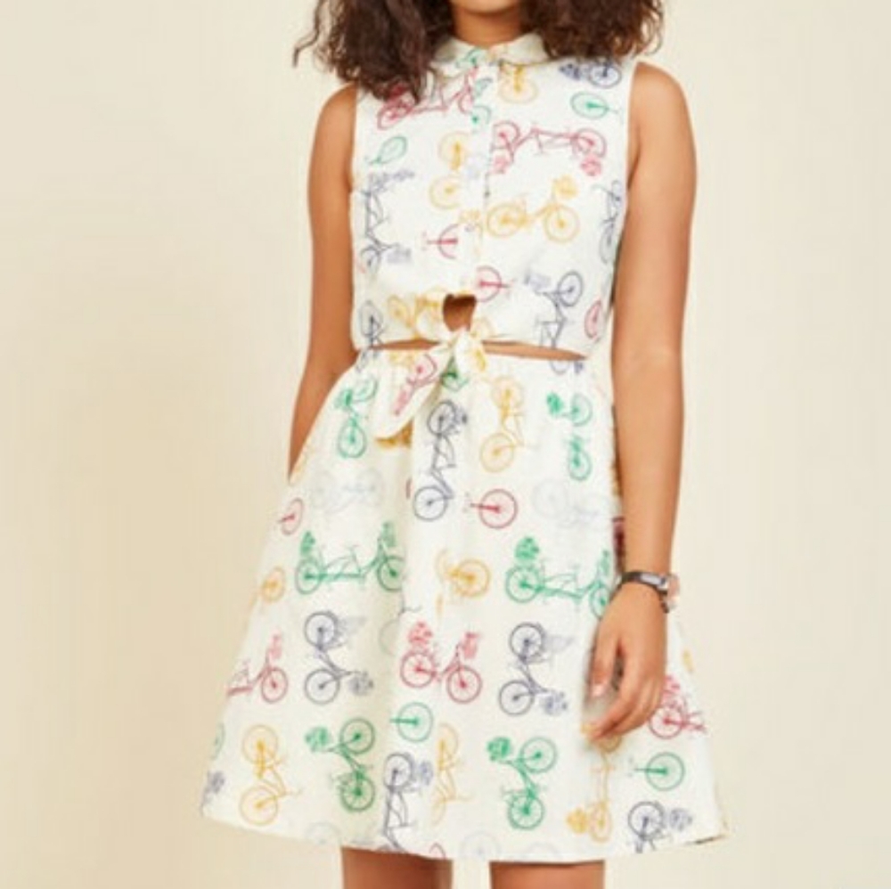 Modcloth Bike Print Shirt Dress